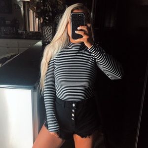 Black and white high neck bodysuit